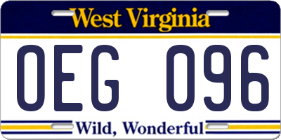 WV license plate OEG096