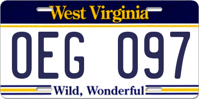 WV license plate OEG097