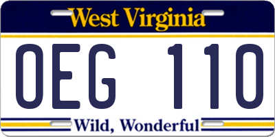 WV license plate OEG110