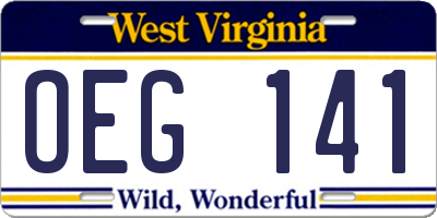 WV license plate OEG141