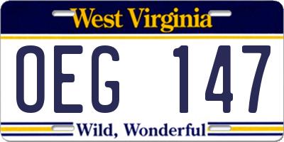 WV license plate OEG147