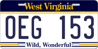 WV license plate OEG153