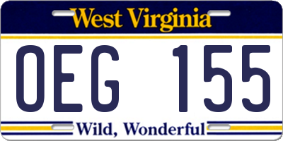 WV license plate OEG155