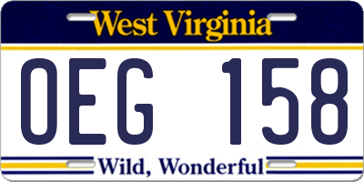 WV license plate OEG158