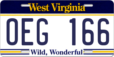 WV license plate OEG166