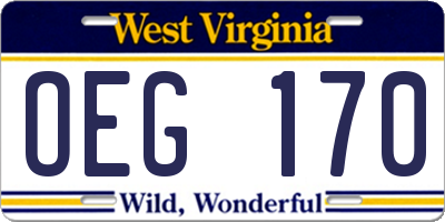 WV license plate OEG170