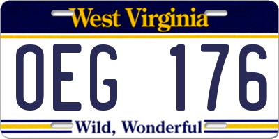 WV license plate OEG176