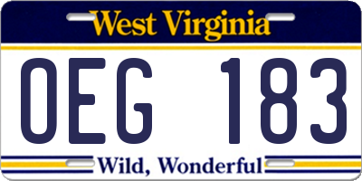 WV license plate OEG183