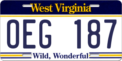 WV license plate OEG187