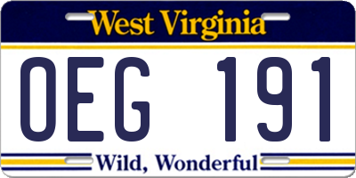 WV license plate OEG191