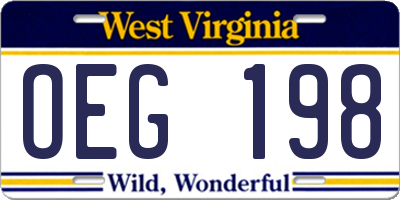 WV license plate OEG198