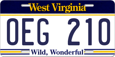 WV license plate OEG210