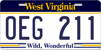 WV license plate OEG211