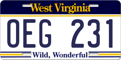WV license plate OEG231