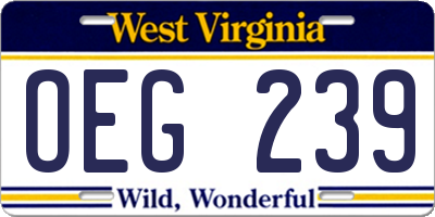 WV license plate OEG239