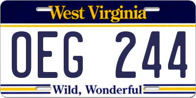 WV license plate OEG244