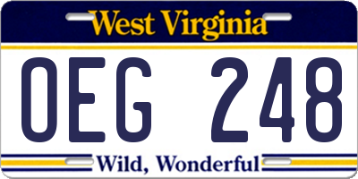 WV license plate OEG248