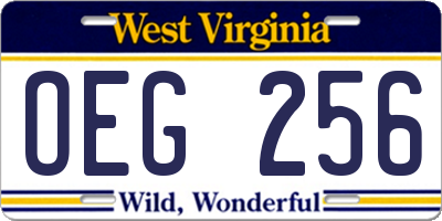 WV license plate OEG256