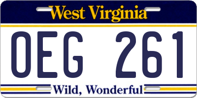 WV license plate OEG261