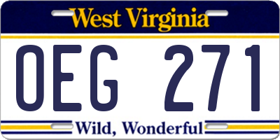 WV license plate OEG271