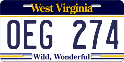WV license plate OEG274