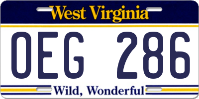 WV license plate OEG286