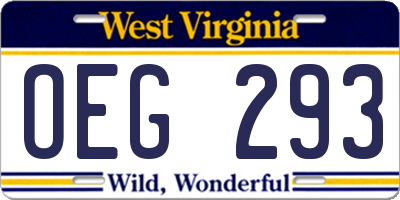 WV license plate OEG293