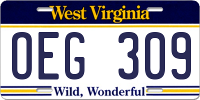 WV license plate OEG309