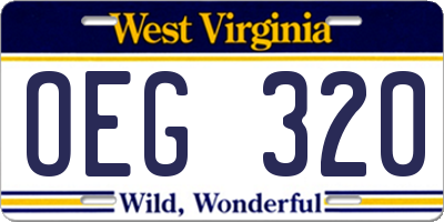 WV license plate OEG320