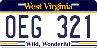 WV license plate OEG321