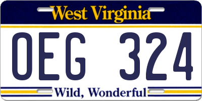 WV license plate OEG324