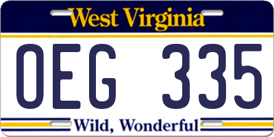 WV license plate OEG335