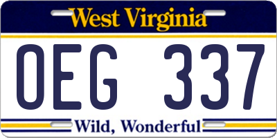 WV license plate OEG337
