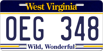 WV license plate OEG348
