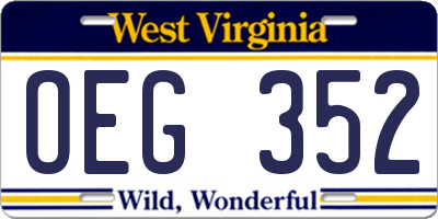 WV license plate OEG352