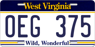 WV license plate OEG375