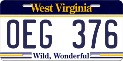 WV license plate OEG376