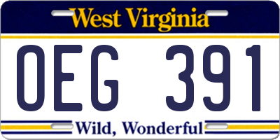 WV license plate OEG391