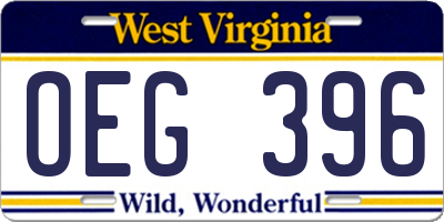 WV license plate OEG396