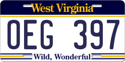WV license plate OEG397