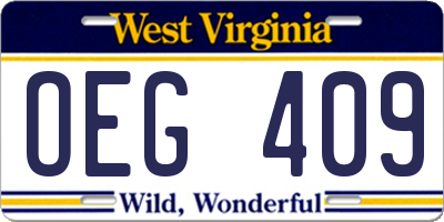 WV license plate OEG409