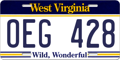 WV license plate OEG428