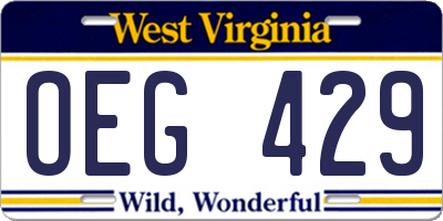 WV license plate OEG429