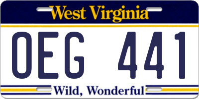 WV license plate OEG441