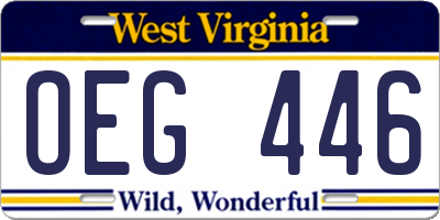 WV license plate OEG446