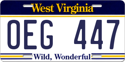 WV license plate OEG447