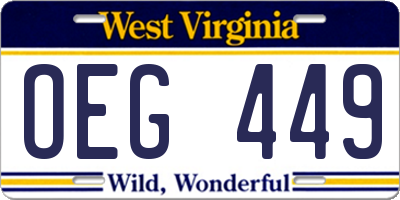 WV license plate OEG449