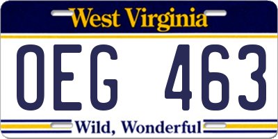 WV license plate OEG463