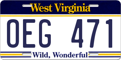 WV license plate OEG471