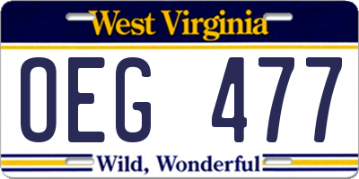 WV license plate OEG477